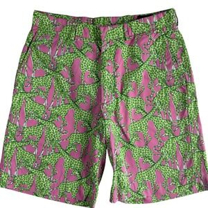 Lilly Pulitzer Via Palm Beach  Everglades Shorts Men's 30 Giraffes Green Pink 9"